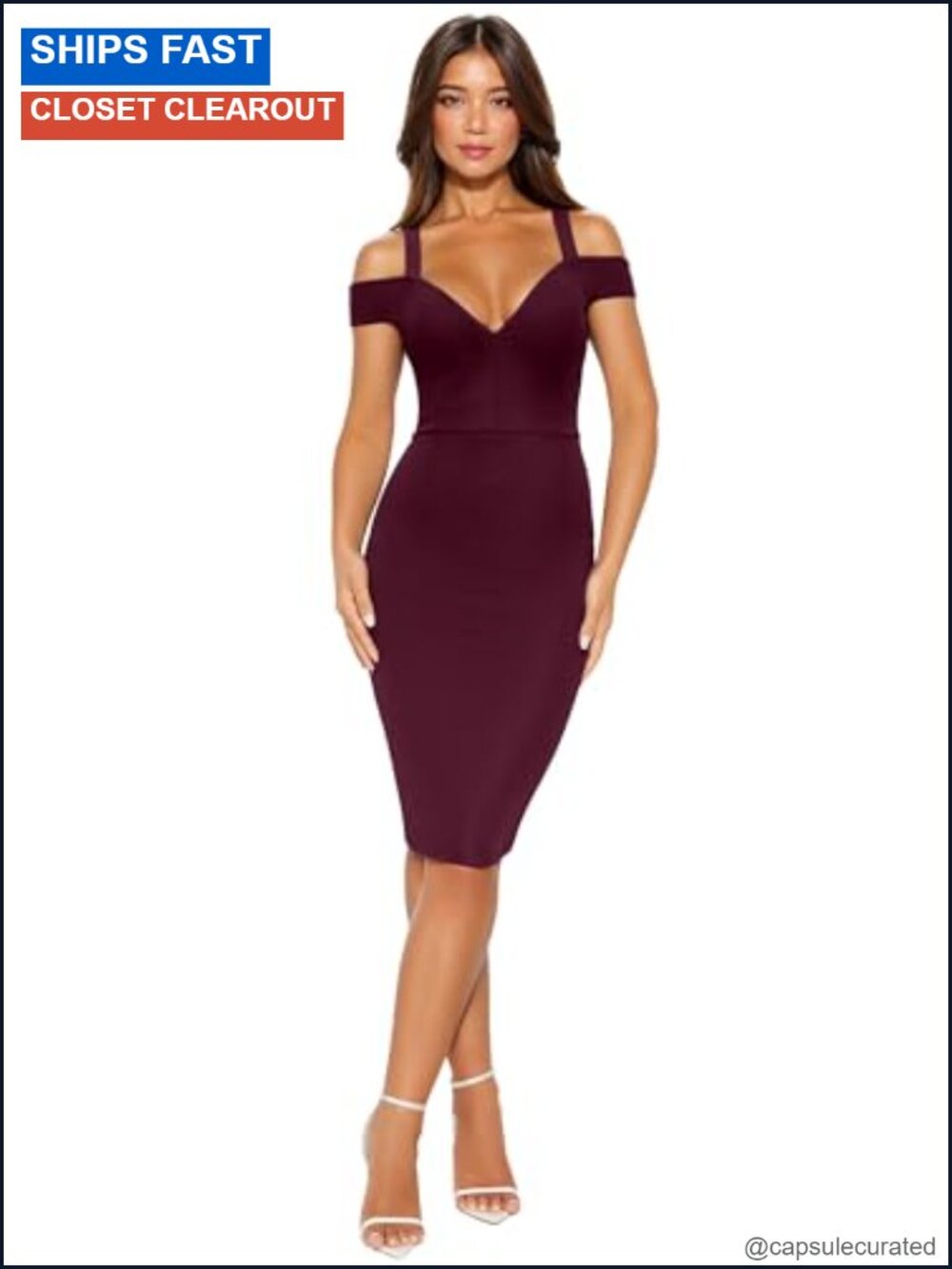 Elegant V Neck Bodycon Bandage Dress Knee Length Half Sleeve